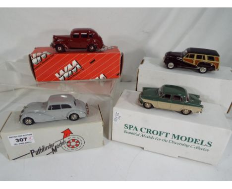 Four hand-built metal diecast 1:43 scale models comprising 1956-58 Standard Vanguard phase 3, green and cream, by Spa Croft M