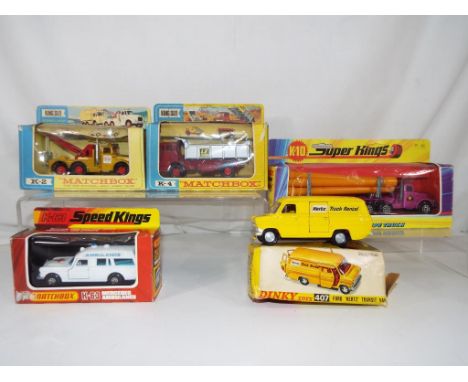 Matchbox and Dinky - five diecast vehicles in original boxes comprising Matchbox K2, K4, K10, K63 and a Dinky 407 Ford Hertz 