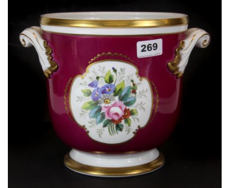 A lovely hand painted Portuguese porcelain planter, H. 23cm, Dia. 21cm.