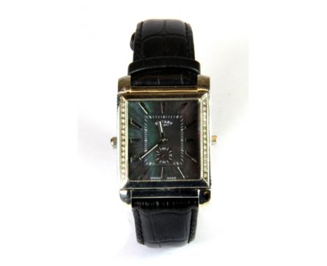 A gentleman's Rotary stainless steel wrist watch on a leather strap.