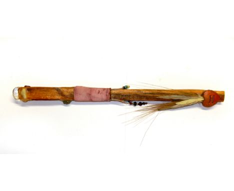 An interesting modern North American native tribal talking stick, L. 66cm.