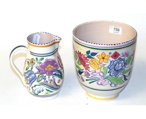 A 1930's Poole Pottery jug and similar vase