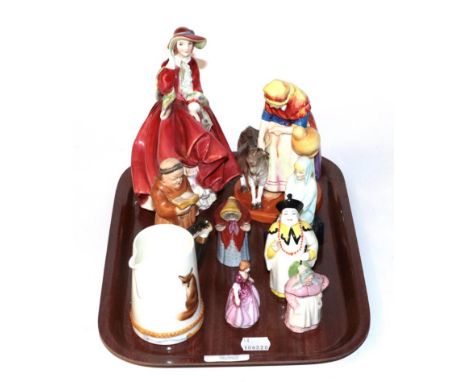 A group of 20th century porcelain comprising; A Royal Worcester figure ''The Old Goat Woman'' modelled by Phoebe Stabler. mod
