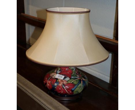 A modern Moorcroft Simeon pattern lamp with original shade 