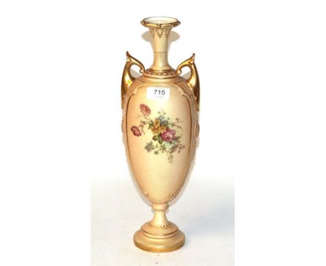 A Royal Worcester blush ivory twin-handled vase