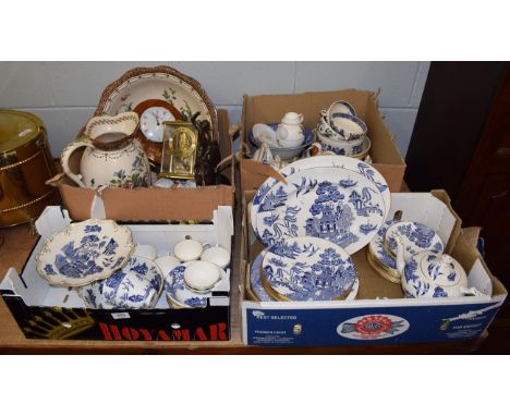 A Spode willow pattern part dinner and tea service, together with a quantity of various other 19th century and later ceramics