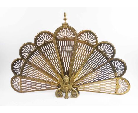'PEACOCK' FAN FIRE SCREEN, gilt metal, 63cm H x 94cm W max.
