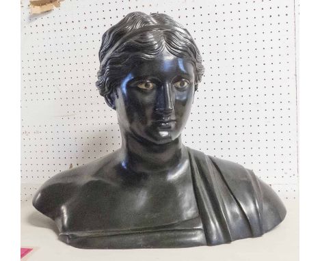 BUST OF A CLASSICAL LADY, bronze, 56cm x 47cm H.