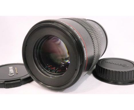 Canon macro lens EF 100mm 1:2.8 L IS USM, image stabiliser ultrasonic. Excellent condition, minor loss of paint to high spots