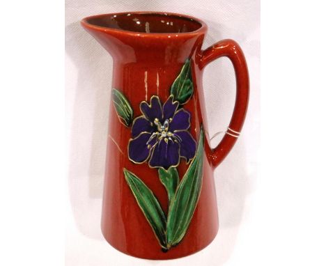 Anita Harris jug in the Morning Glory pattern, H: 16 cm. No cracks, chips or visible restoration. P&amp;P Group 1 (£14+VAT fo