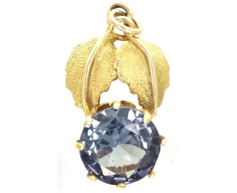 Late 19th/early 20th century 14ct gold pendant set with a large sapphire, L: 20 mm, 1.3g. P&amp;P Group 1 (£14+VAT for the fi