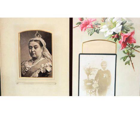 Victorian leather bound photograph album half filled. P&amp;P Group 1 (£14+VAT for the first lot and £1+VAT for subsequent lo