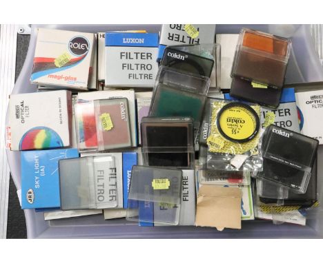 Tray of new old stock camera filters and heads. P&amp;P Group 2 (£18+VAT for the first lot and £3+VAT for subsequent lots) 