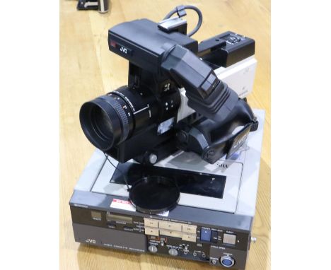 JVC Newvicon colour video camera, cased with a JVC top loading video cassette recorder. P&amp;P Group 3 (£25+VAT for the firs