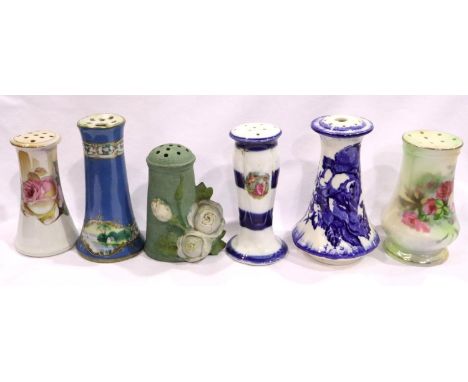 Six ceramic Edwardian and Victorian hat pin holders. P&amp;P Group 2 (£18+VAT for the first lot and £3+VAT for subsequent lot