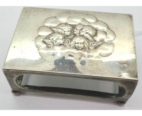 Hallmarked silver matchbox holder, Birmingham assay, 70 x 50 x 35 mm, 33g. P&amp;P Group 1 (£14+VAT for the first lot and £1+