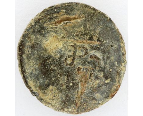 16th century lead weight with Tudor Rose, D: 22 mm. P&amp;P Group 0 (£5+VAT for the first lot and £1+VAT for subsequent lots)