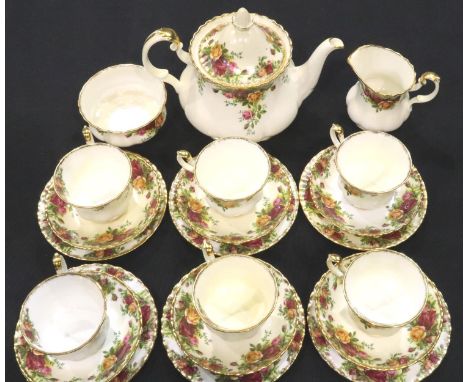 Royal Albert first quality twenty one piece tea service in The Old Country Roses pattern. Not available for in-house P&amp;P 