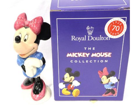 Royal Doulton figurine, Minnie Mouse, from The Mickey Mouse Collection for The 70th Anniversary, H: 14 cm, boxed. No cracks, 