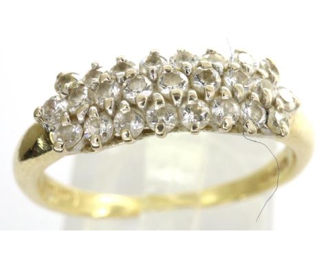 14ct gold clear stone set ring, size Q/R, 3.1g. P&amp;P Group 1 (£14+VAT for the first lot and £1+VAT for subsequent lots) 