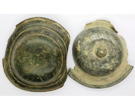 Two medium sized shield bosses, D: 50 mm. P&amp;P Group 0 (£5+VAT for the first lot and £1+VAT for subsequent lots) 