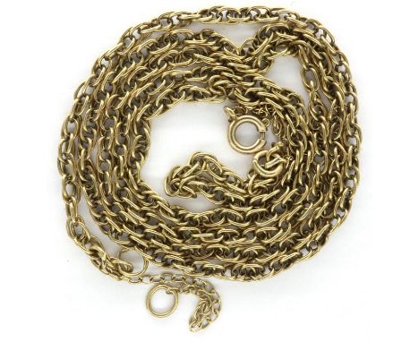 9ct gold fine link neck chain, L: 50 cm (excluding safety chain), 4.8g. P&amp;P Group 1 (£14+VAT for the first lot and £1+VAT