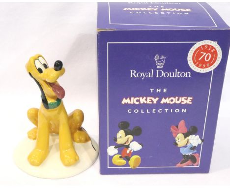 Royal Doulton figurine, Pluto, from The Mickey Mouse Collection for The 70th Anniversary, H: 13 cm, boxed. No cracks, chips o