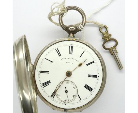William Winstanley Wigan, hallmarked silver key wind pocket watch, working at lotting. P&amp;P Group 1 (£14+VAT for the first