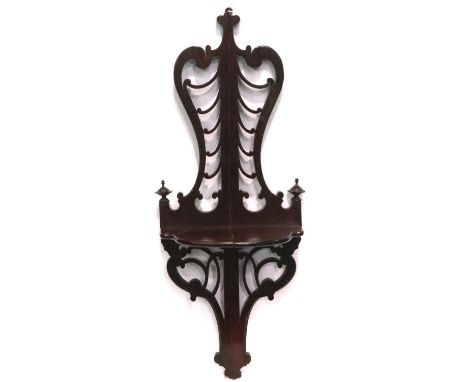 Mahogany carved wall bracket, H: 45 cm. Not available for in-house P&amp;P 