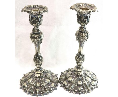 Pair of 20th century silver plated candlesticks, H: 26 cm. P&amp;P Group 2 (£18+VAT for the first lot and £3+VAT for subseque