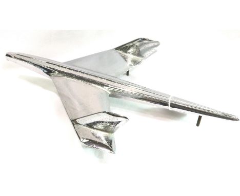 Large futuristic aeroplane car mascot, L: 38 cm. P&amp;P Group 2 (£18+VAT for the first lot and £3+VAT for subsequent lots) 