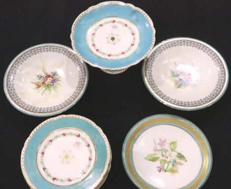 Mixed Victorian dessert plates and tazzas including Royal Worcester (9). Not available for in-house P&amp;P 