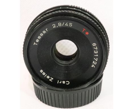 Carl Zeiss Tessar 2.8/45 TX with Yashica mount. Some dust to edges, no fungus visible. P&amp;P Group 2 (£18+VAT for the first