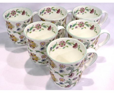 Six Minton mugs in the Haddon Hall pattern. No cracks, chips or visible restoration. P&amp;P Group 1 (£14+VAT for the first l