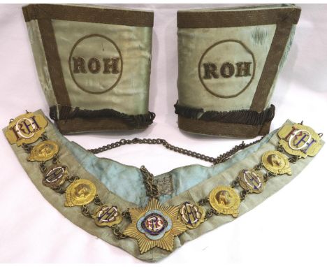 Royal Ancient Order of Buffaloes ceremonial collar and cuffs.  P&amp;P Group 1 (£14+VAT for the first lot and £1+VAT for subs