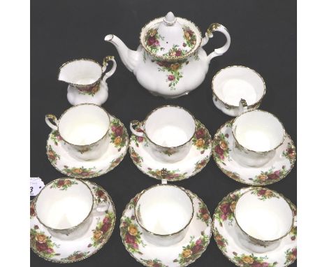 Royal Albert first quality fifteen piece tea service in the Old Country Roses pattern, signs of use but no chips, cracks or v