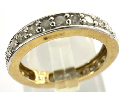 9ct gold diamond set full eternity ring, totalling approximately 1cts, size K/L, 2.0g. P&amp;P Group 1 (£14+VAT for the first