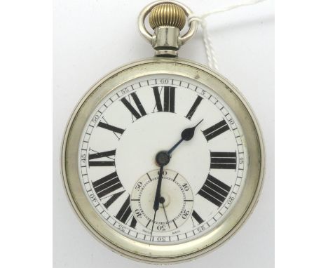 Silver gents pocket watch, dial D: 55 mm, working at lotting. P&amp;P Group 1 (£14+VAT for the first lot and £1+VAT for subse