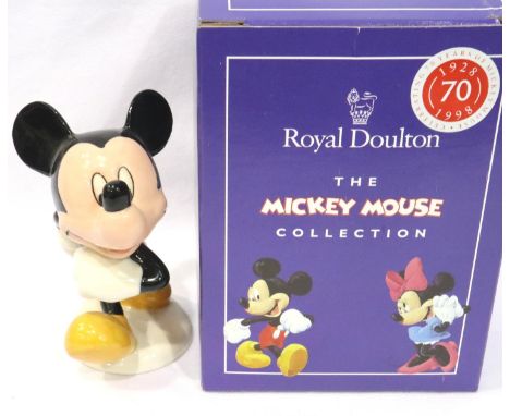 Royal Doulton figurine, Mickey Mouse, from The Mickey Mouse Collection for The 70th Anniversary, H: 12 cm, boxed. No cracks, 