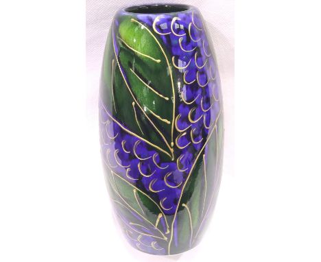 Anita Harris vase in the Blueberry pattern, H: 17 cm. No cracks, chips or visible restoration. P&amp;P Group 2 (£18+VAT for t