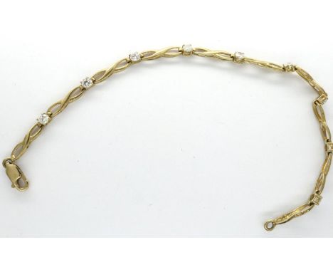 A 9ct gold stone set bracelet, L: 18 cm, 4.4g. P&amp;P Group 1 (£14+VAT for the first lot and £1+VAT for subsequent lots) 