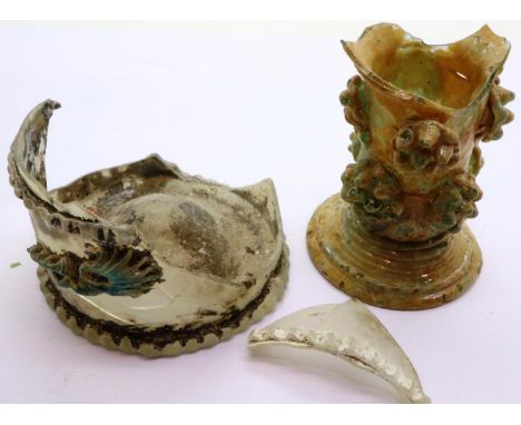 Medieval ornate glassware, UK metal detecting finds, largest H: 60 mm. P&amp;P Group 0 (£5+VAT for the first lot and £1+VAT f