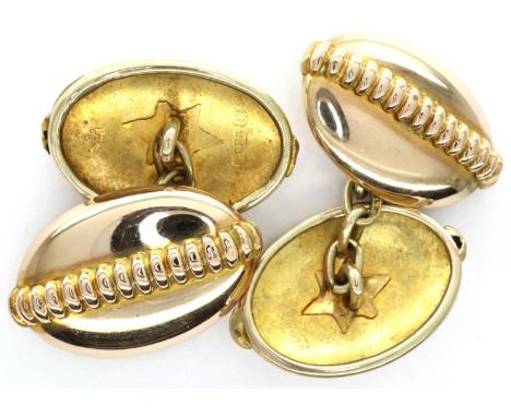 Pair of Victorian 9ct gold cufflinks, combined 4.5g. P&amp;P Group 1 (£14+VAT for the first lot and £1+VAT for subsequent lot