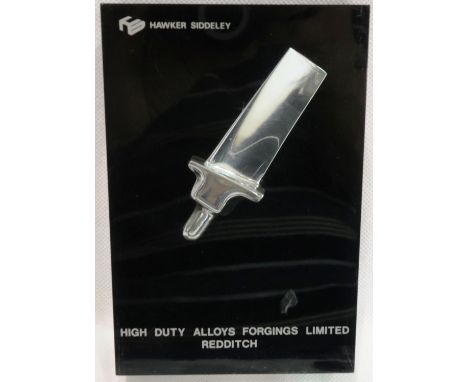 Hawker Siddeley jet engine impeller blade mounted in resin, H: 15 cm. P&amp;P Group 1 (£14+VAT for the first lot and £1+VAT f