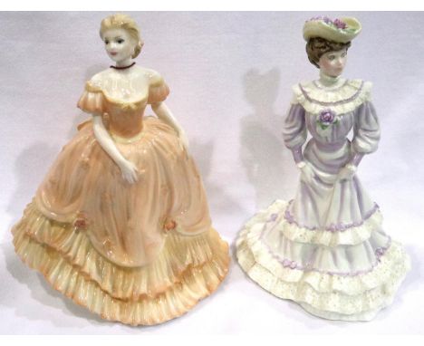 Coalport: two figurines, limited edition Louisa At Ascot, and Louisa, each H: 20 cm. No cracks, chips or visible restoration.