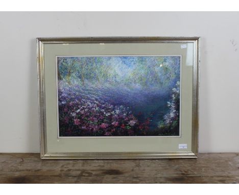 A pastel study depicting an abstract scene, Eiko Yoshimoto, signed to lower right, mounted and framed