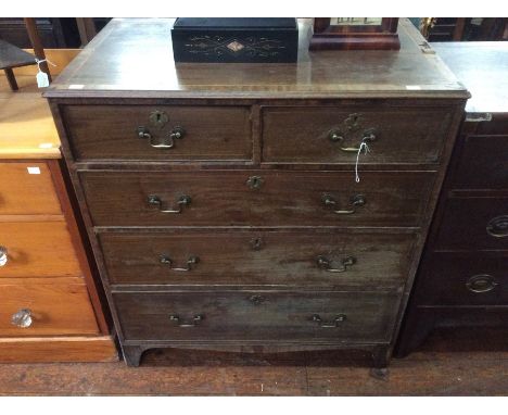 A George III mahogany chest of drawers, comprising two short over three long graduated drawers, raised on bracket feet, 94cm 