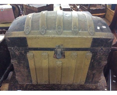 An 18th century style dome top metal frame trunk, early 20th century.