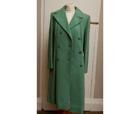 A Burberry ladies mac, circa 1960's with a Mark Russel ladies grey wool double breasted coat with black velvet collar, cuffs,
