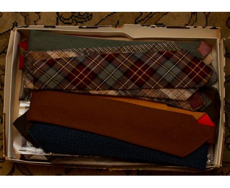 A box of men's ties including; circa 1950's / 1960's / 1970's, bow ties, tweed etc (1 box)